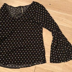 EXPRESS floral black long sleeve blouse